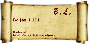 Bojás Lili névjegykártya